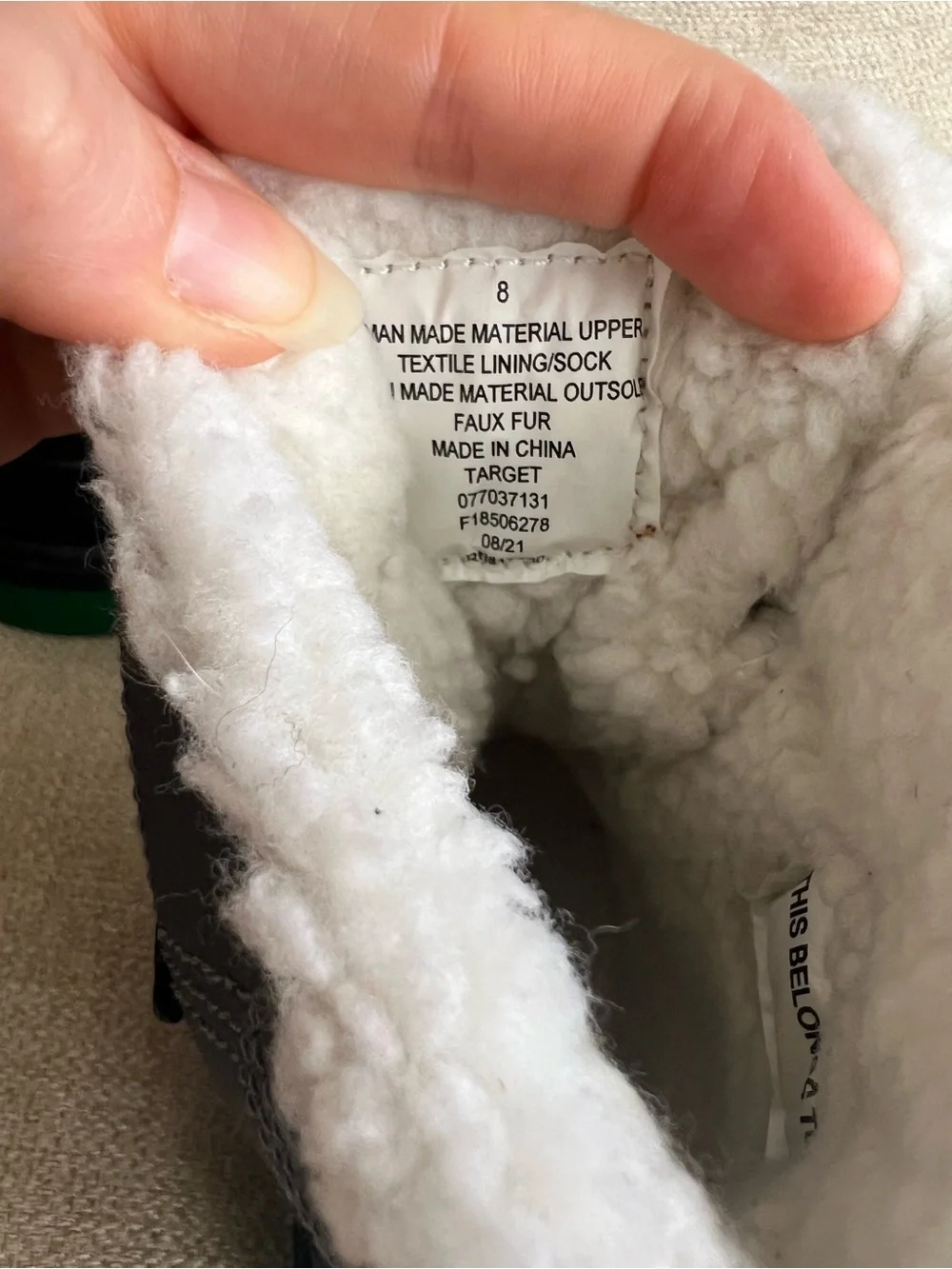 NEW Cat & Jack Toddler Winter Snow Boots Gray/Green Faux Fur Size 8